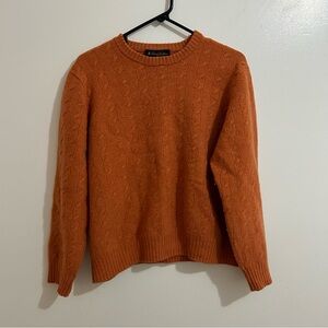 Brooks Brothers Mens Large Orange SaxXon Wool Cable Knit Sweater